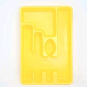 VINTAGE Rubbermaid 2921 Yellow Flatware Organizer Tray Silverware UtensilDrawer